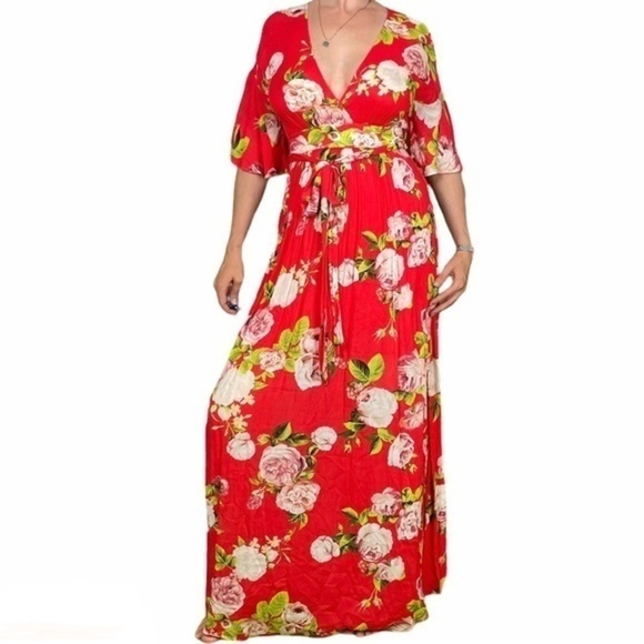 BCBG Scarlett Rose Floral Flutter Maxi Dress XS - Picture 3 of 17